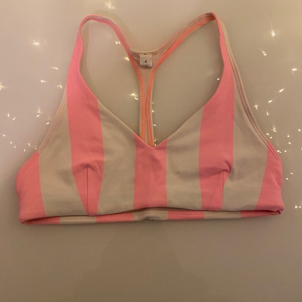 Pink and white lulu bra